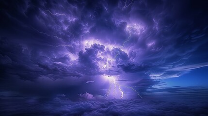Night Thunderstorm: A photo of a night thunderstorm - obrazy, fototapety, plakaty