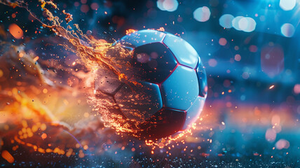 Obraz na płótnie Canvas Dynamic soccer ball overflowing with vibrant energy.