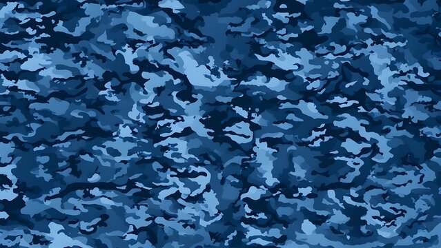 
Blue camouflage army background, modern pattern fabric texture, camouflage print