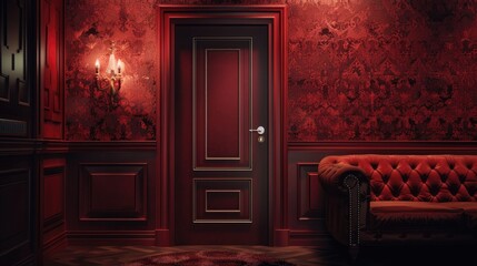 Scene of interior design featuring a door