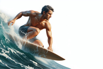 Man Surfing And Swimming The