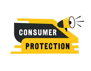 Consumer protection speech bubble icon modern style. Banner design for business, marketing. Vector label.
