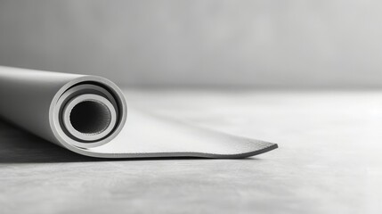 Blank mockup of a minimalist yoga mat in shades of grey and white. . - obrazy, fototapety, plakaty