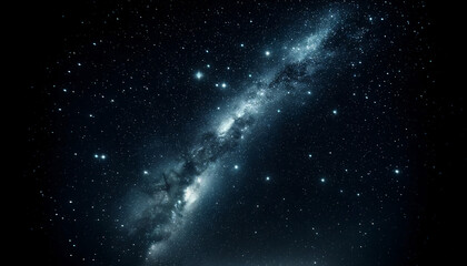 Naklejka premium A serene night sky background, displaying a clear, star-filled sky, capture the deep black of outer space dotted with numerous