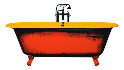 PNG Silkscreen of a modern bathtub red architecture bathroom. 