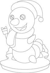 Caterpillar Christmas Package Animal Vector Graphic Art Illustration