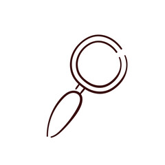 Magnifying glass icon in doodle style. Hand drawn simple design of search symbol. Vector illustration isolated on a white background.