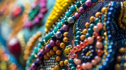 Fotobehang Closeup of a vintage designer handbag with intricate beadwork and bold patterns signifying the treasure trove of designer items waiting to be discovered at thrift stores. . © Justlight