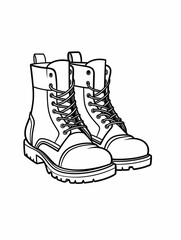 set of boots, line design, coloring page