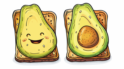 Avocado and toast. Best friends forever. Hand drawn Vector