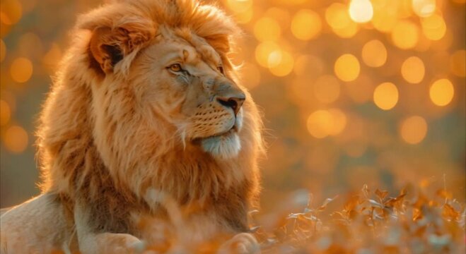 a lion colorful bokeh light background footage