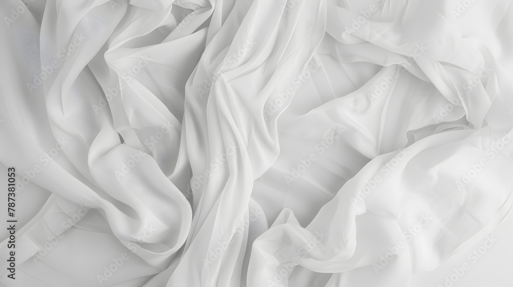 Poster top view with white empty kitchen napkin isolated on table background Folded cloth for mockup with copy space Flat lay Minimal style : Generative AI