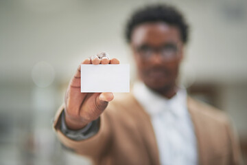 Mockup, hand and man with business card in office for branding, about us and contact information....