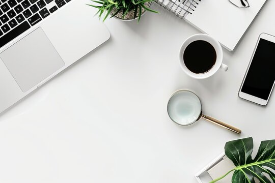 Modern workspace with laptop and smartphone