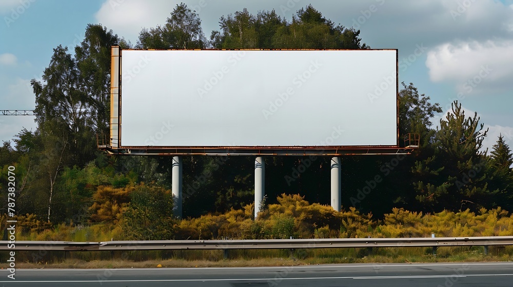 Wall mural large empty billboard for outdoor advertising on the highway empty billboard in nature by the roadsi