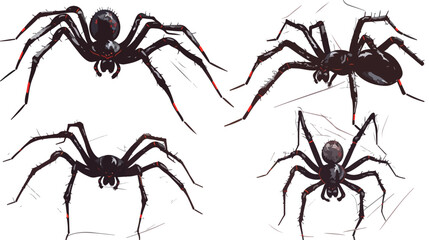 Black Widow spider set. Four positions. Every spider