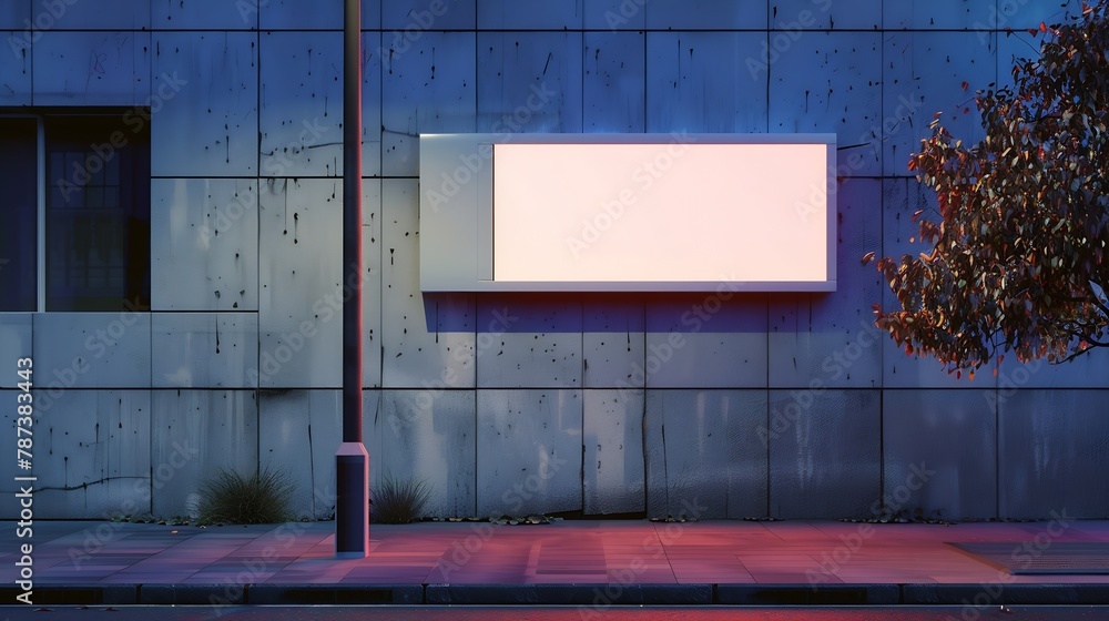 Poster billboard mockup on the wall of a building with an empty outdoor advertising screen : generative ai