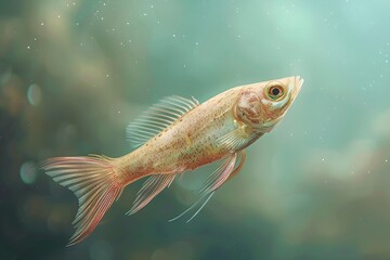 Vibrant Digital Painting of Lifelike Fish Swimming in Underwater Aquatic Environment