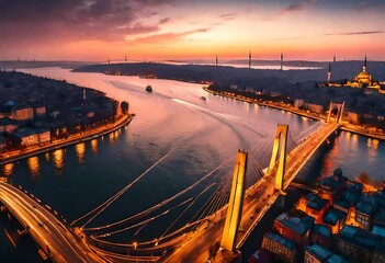 Obraz premium sunset over the bridge