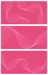 Set of abstract backgrounds with waves for banner. Medium banner size. Vector background with lines. Element for design. Brochure, booklet. Pink, love. Valentine's Day. Wedding