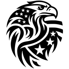 Fototapeta premium Vector illustration of Eagle holds the American flag on 4th July Independence Day