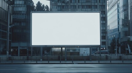Obraz premium big blank billboard twin fabric canvas white screen with frame and copy space in city side road blank ad mockup for business advertising banner outdoor in metropolis : Generative AI