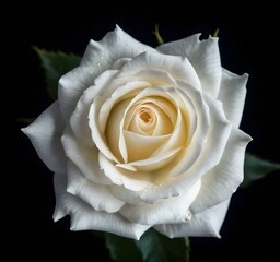 Close-up of a white rose with soft petals against a dark background