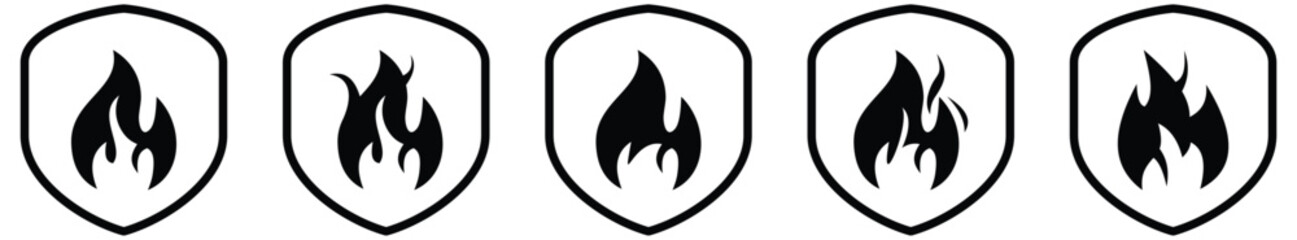 Shield fireproof icon. fire protection symbol. Shield protector, secure, protect, scutum, safeguard, vector illustration