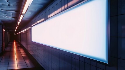 Light box display with white blank space for advertisement Subway mockup design Horizontal : Generative AI