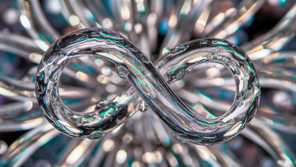 crystal water drops twisted into an infinity ribbon,