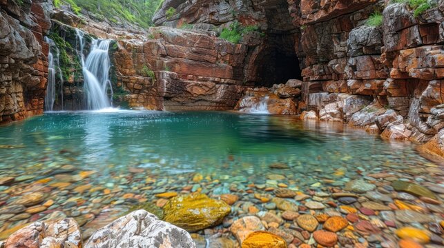 Small Waterfall in River