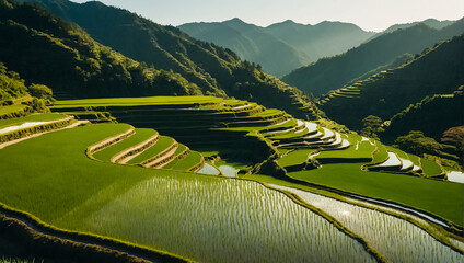 rice terraces in japan landscape