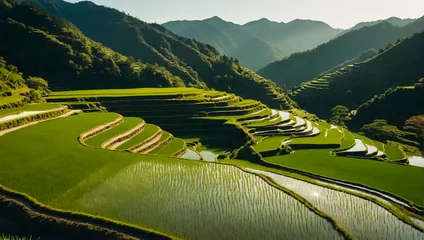Fotobehang rice terraces in japan landscape © tanya78