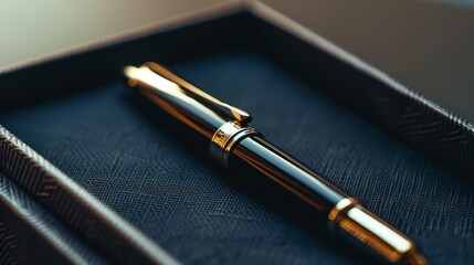 Fototapeta premium Luxury fountain pen presented in an elegant box, a symbol of sophistication and business