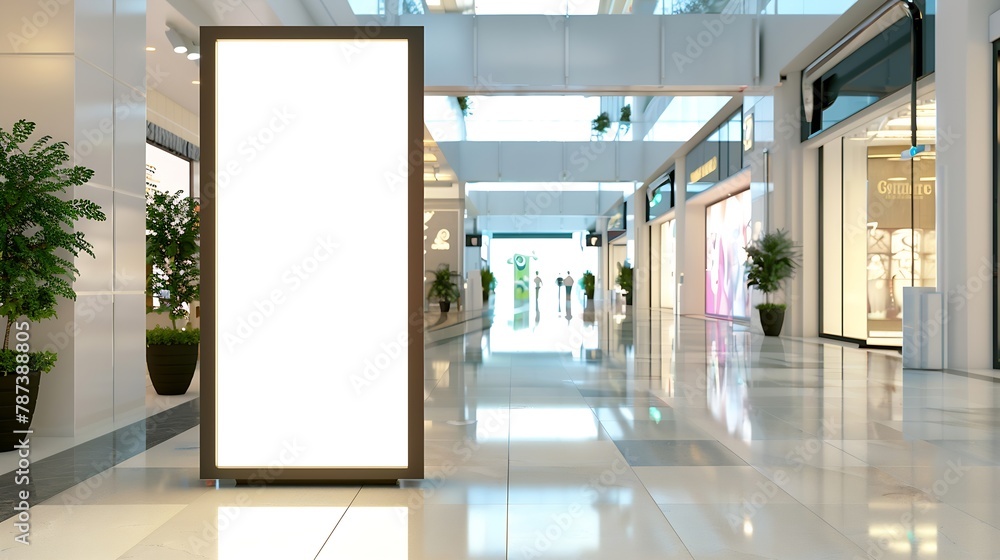 Poster mockup standalone big screen info kiosk digital media with blank white screen modern panel display s