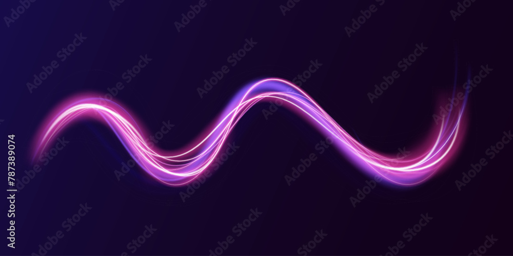 Poster light and stripes moving fast over dark background. concept of leading in business, hi tech products