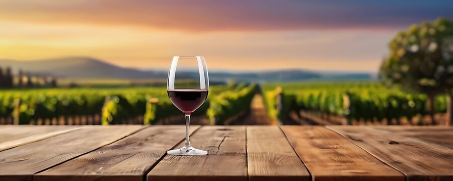 Grapes juice Bottle And Glass Of Red Wine On Vineyard Background