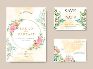 Fototapeta na wymiar beautiful floral wedding invitations card template