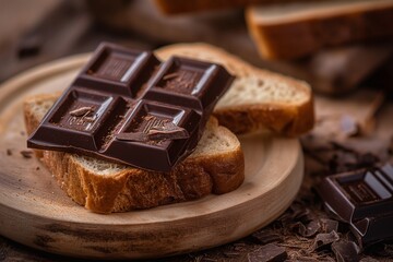 bread toast and chocolate, toasted bread and chocolate closeup, breakfast, healthy food, fast food, bread and chocolate, melted chocolate and bread
