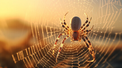 spider on web - obrazy, fototapety, plakaty