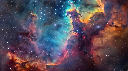 fantasy vibrant colorful space galaxy cloud nebula stary night cosmos  Universe science astronomy supernova background  