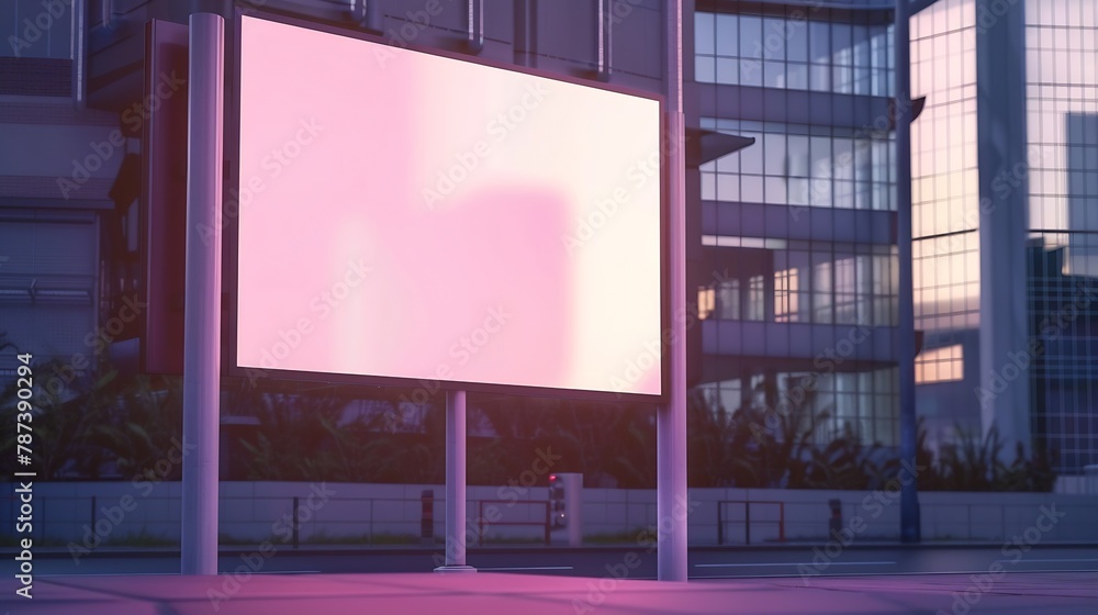 Poster Advertising billboard mockup in front of the office building : Generative AI