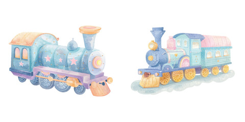 cute train watercolour vector illustration © Finkha