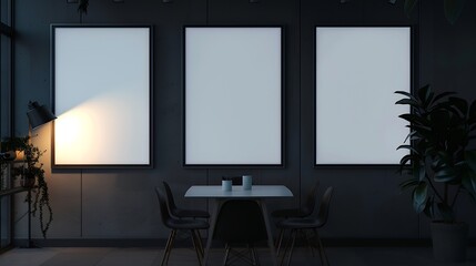 Three blank frame billboard mockup : Generative AI