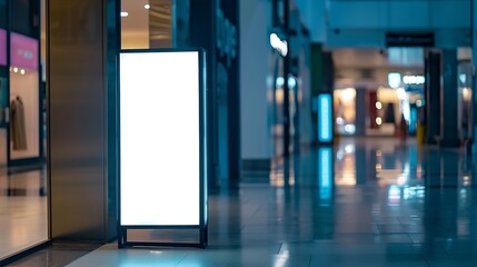 Blank  advertising sign mockup  inside shopping center : Generative AI