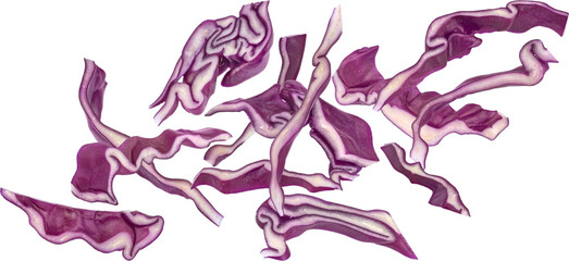 Shredded red cabbage isolated on white background