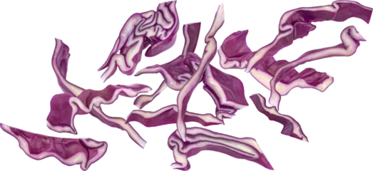 Shredded red cabbage isolated on white background