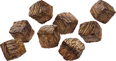 Grilled beef cubes isolated