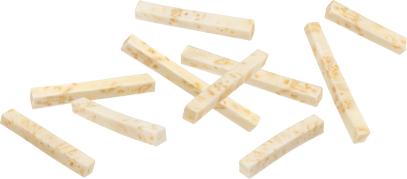 Chopped celery root, isolated on white background