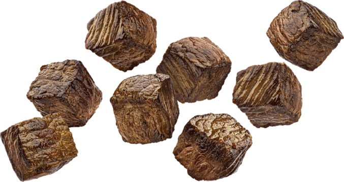 Grilled beef cubes isolated